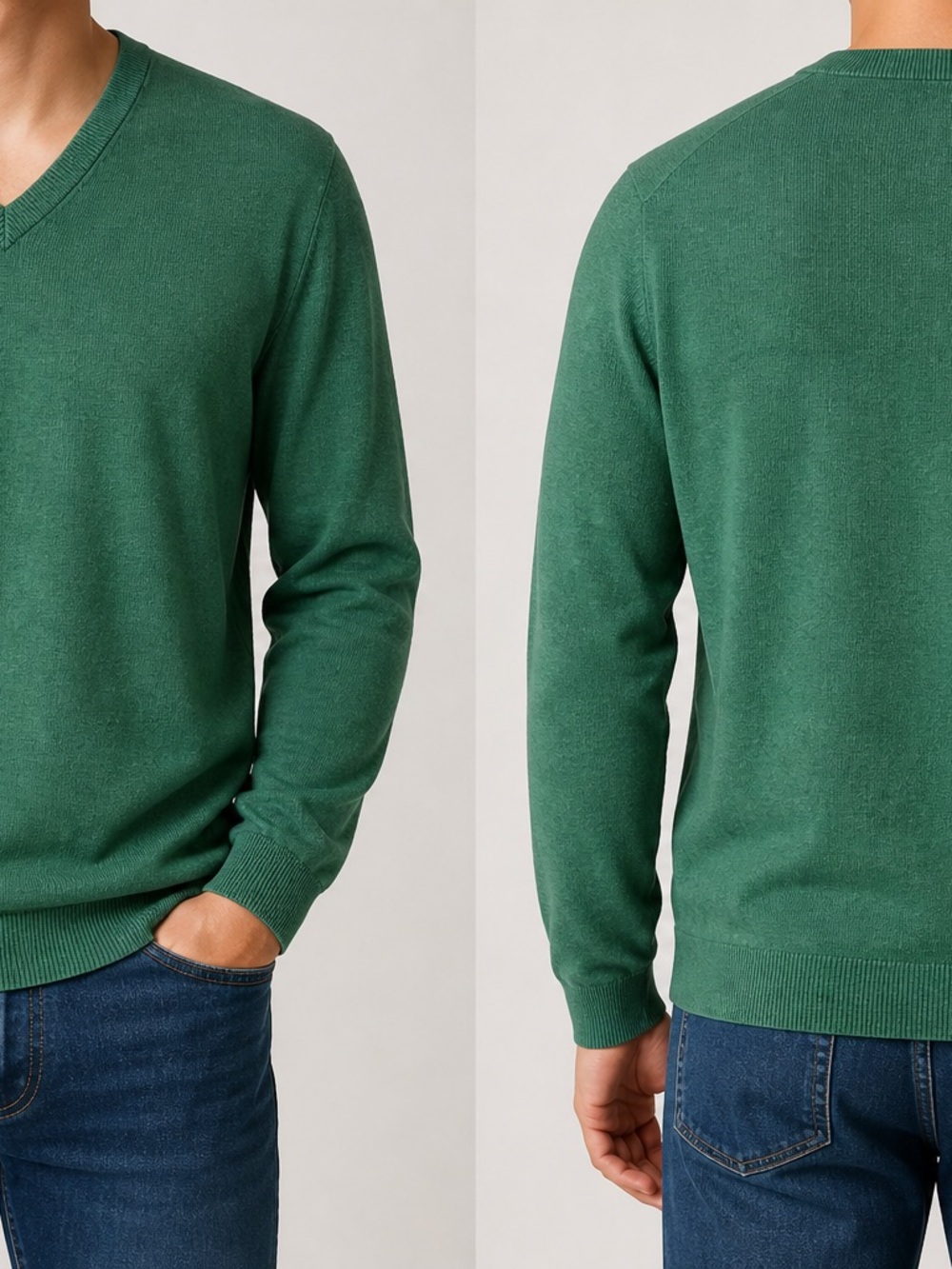 Brooks Brothers Green V-Neck Cashmere-Blend Sweater - Picture 9 of 9